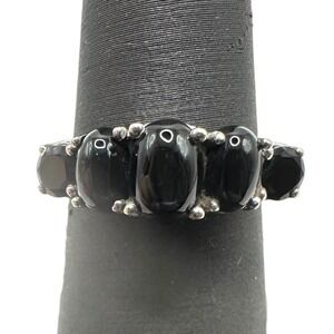 Sterling Onyx Ring STS Size 6 Women's .925 Silver Maker's Mark‎